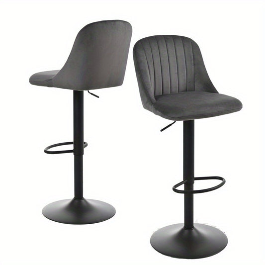 Goeurvant Modern 360° Swivel Bar Stool with Adjustable Height and Metal Base, Linen or Velvet Upholstery, Dining Counter Seat, Home Bar Furniture, Upholstered Swivel Stool, Modern Bar Chair, Minimalist Aesthetic, Rustic Styl