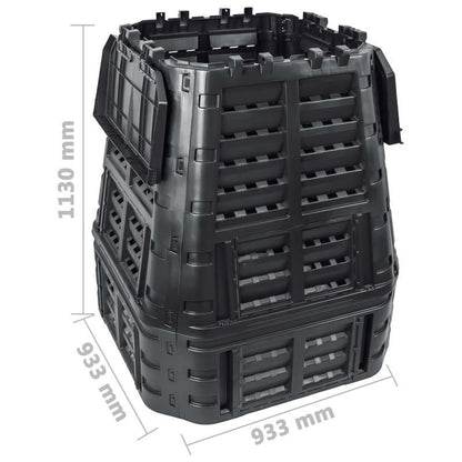 Compostbak – Compostvat – Composter – Tuincompostbak – Afvalbak – Zwart – Hoge Capaciteit 740 Liter – Weerbestendig Kunststof 93,3x93,3x113 cm