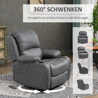Relaxfauteuil – Fauteuil – Relaxstoel – Draaifauteuil – Schommelstoel – Grijs Microvezel – Verstelbare Rugleuning en Draaifunctie