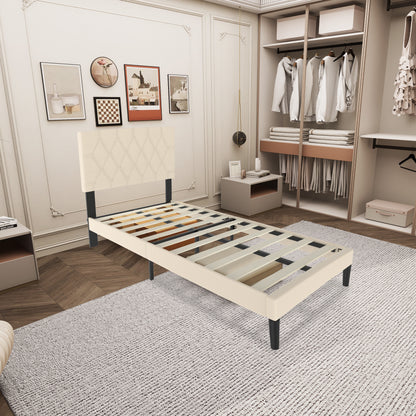 Modern Upholstered Bed: 90/140/160x200 cm with Soft Fabric, Sleek Minimalist Style, and 300kg Load Capacity in Black/Beige Leather style