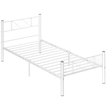 Eenpersoonsbed – Bedframe – Stalen Bed – Opbergbed – Slaapkamerbed – Wit – Stevig Stalen Frame – Ruimtebesparend Met Opbergruimte Onder Bed