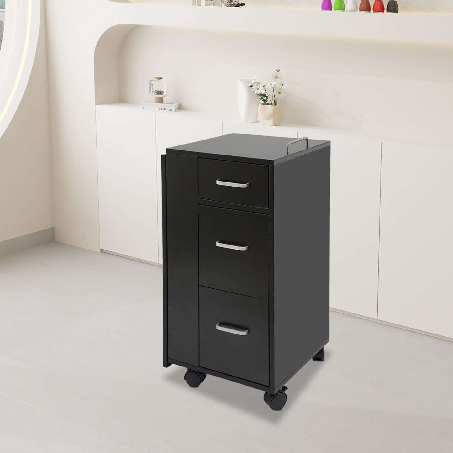 Opvouwbare Manicure Tafel – Nageltafel – Nagelwerkplek – Beauty Tafel – Schoonheidstafel – Met 3 Lades – Zwenkwieltjes Met Rem – Zwart