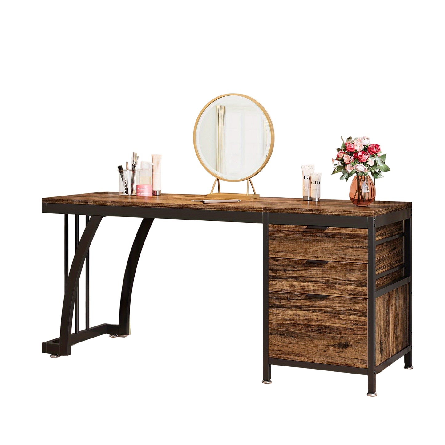 Kaptafel – Make-up Tafel – Cosmeticatafel – Opmaaktafel – Meubel – Industrieel Design – 150 cm Breed – Omkeerbare Laden