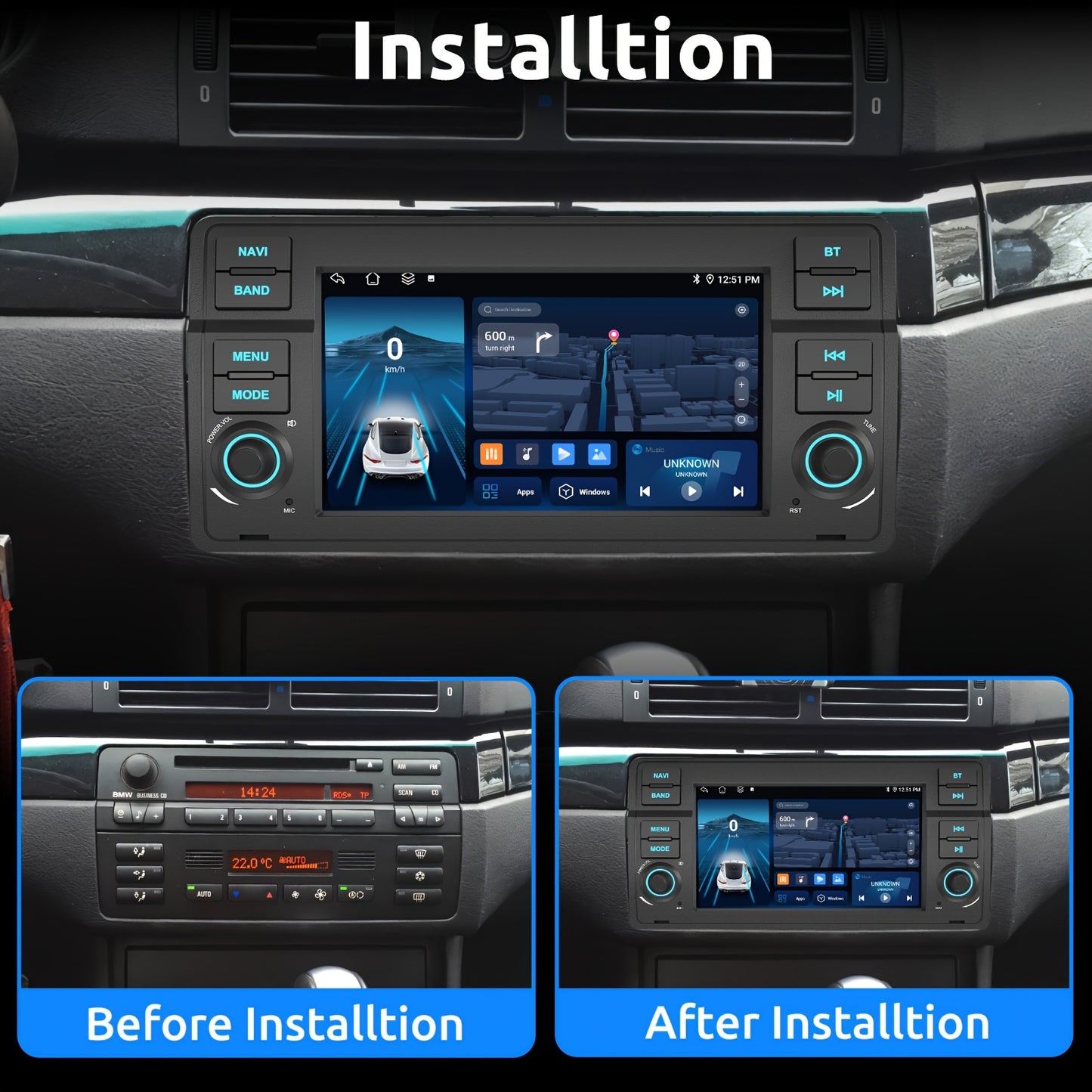 Autoradio – Car Stereo – Touchscreen Radio – Android Car Stereo – Double Din Autoradio – 7 Inch Touchscreen – Android 14 Systeem – WiFi & Bluetooth Connectivity