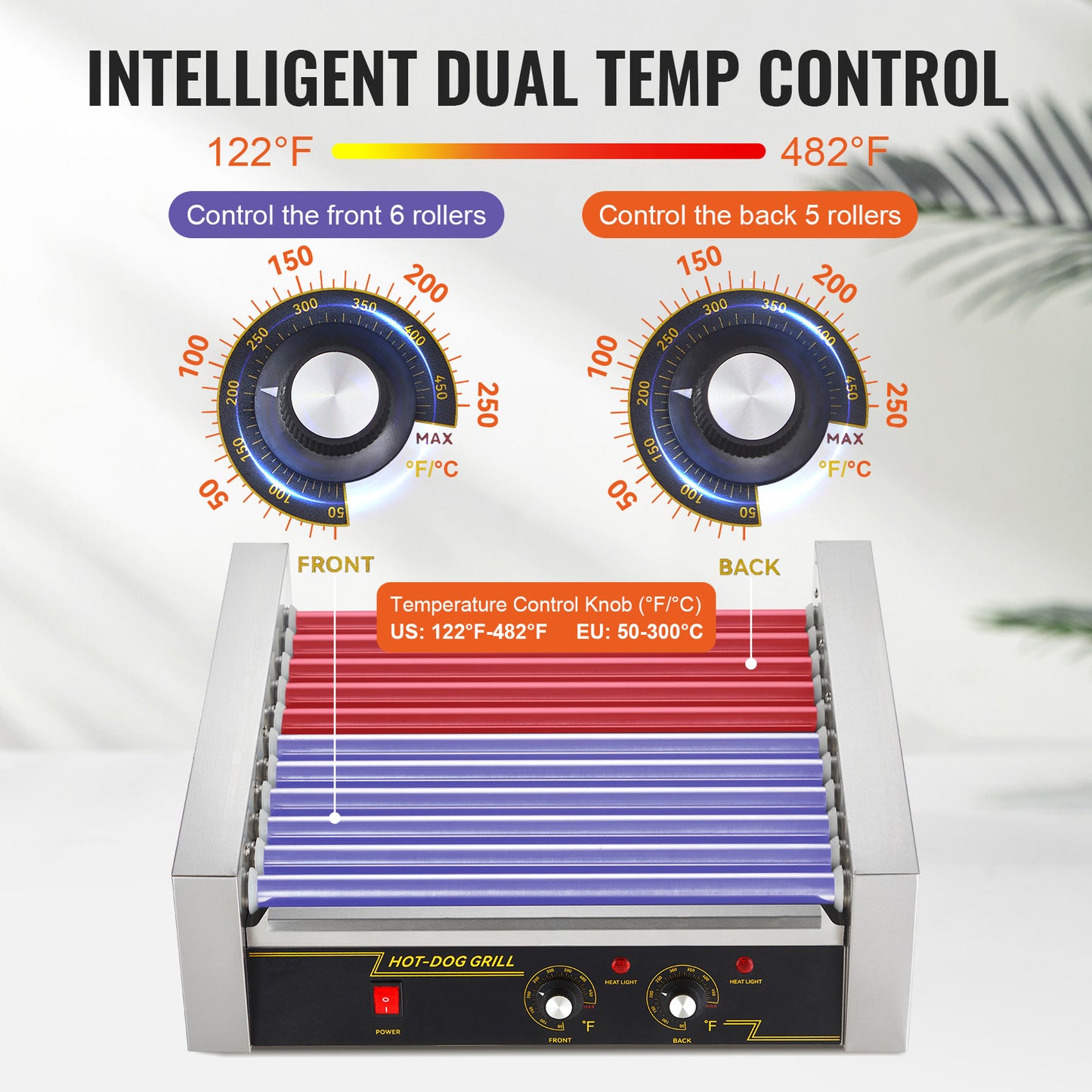 Hotdog Grill – Hotdog Roller – Worstjes Grill – Snackgrill – Elektrische Hotdog Maker – 11 Rollers Voor 30 Hotdogs – Professioneel RVS Met Temperatuurregeling Tot 250°C