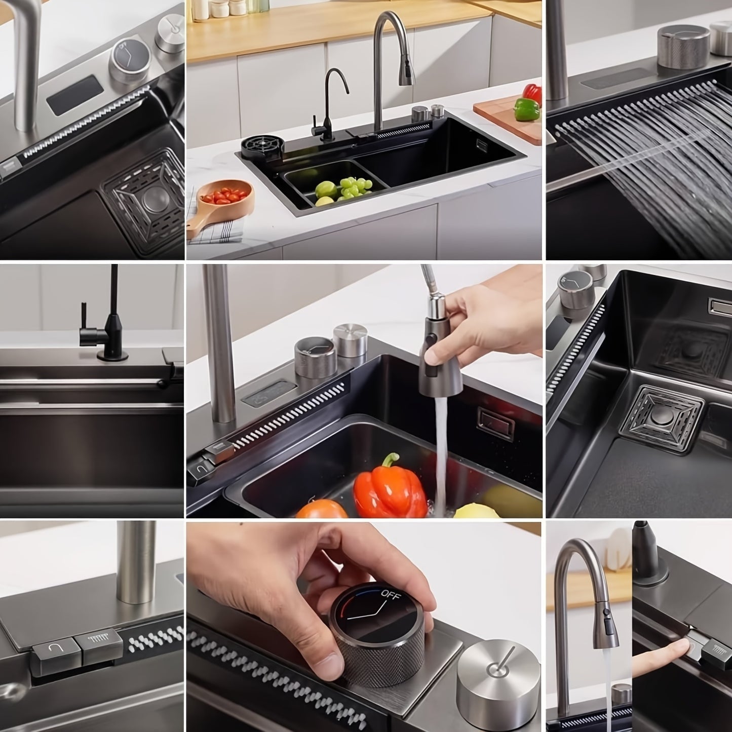 Keukenspoelbak – Spoelbakken Keuken – Wasbak Keuken – Gootsteen Keuken – Enkele Spoelbak – RVS 304 – 80x45 cm – Inbouw Onderbouw Opbouw – Met Afdruipvlak – Zwart