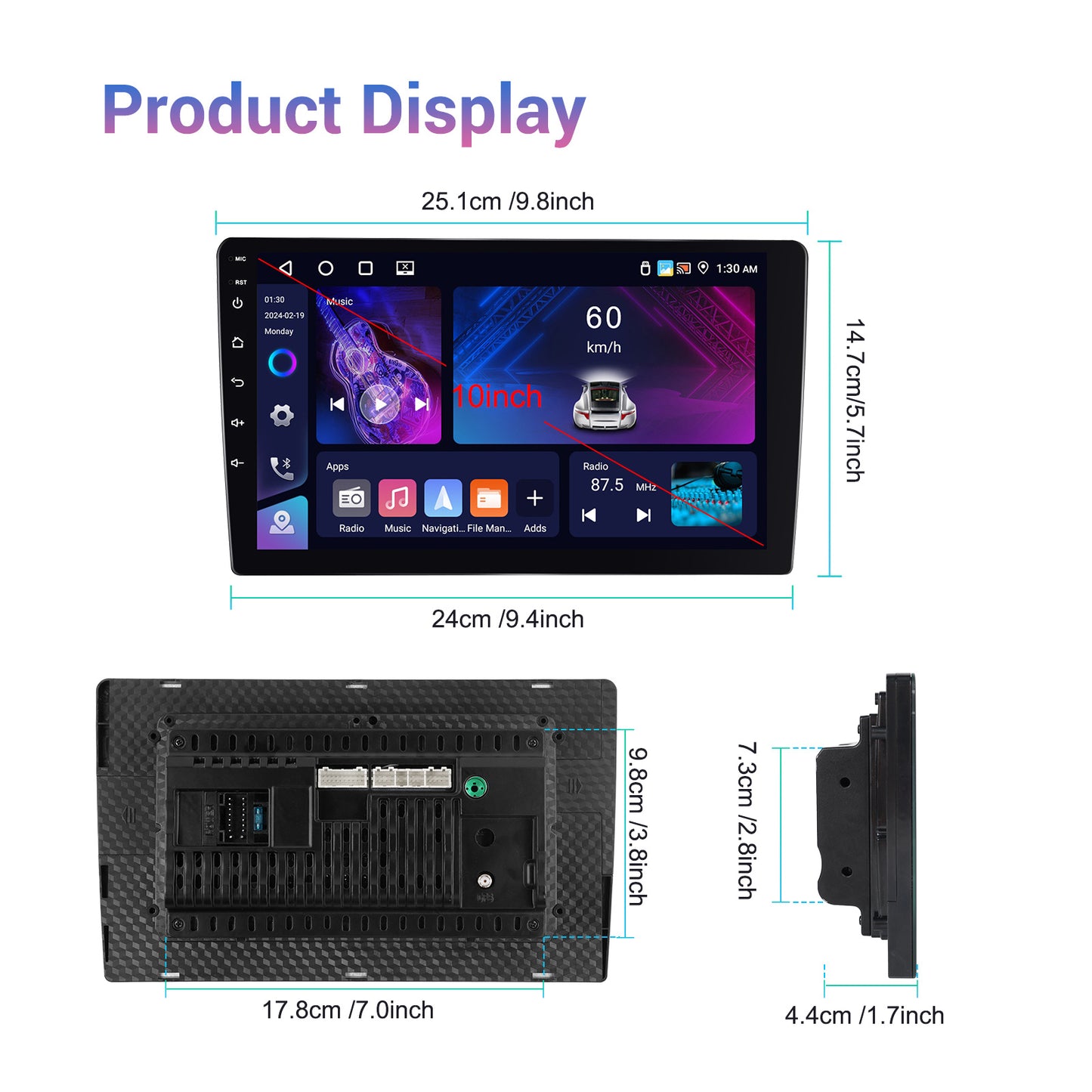 10 inch Autoradio – Auto Stereo – Multimedia Speler – Navigatiesysteem – Car Play Radio – Android 13 – HD Touchscreen – Draadloos CarPlay & Android Auto – Achteruitrijcamera Compatibel – 64GB Opslag Uitbreidbaar