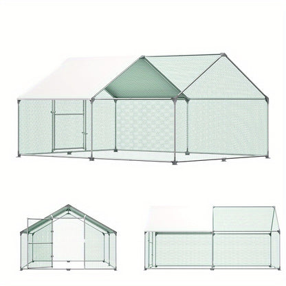 Kippenhok – Kippenren – Pluimveestal – Buitenren – Dierenhok – 3x4x2m – Gegalvaniseerd Stalen Frame – PE Dak – Ruim, Roofdierbestendig en Eenvoudig te Monteren