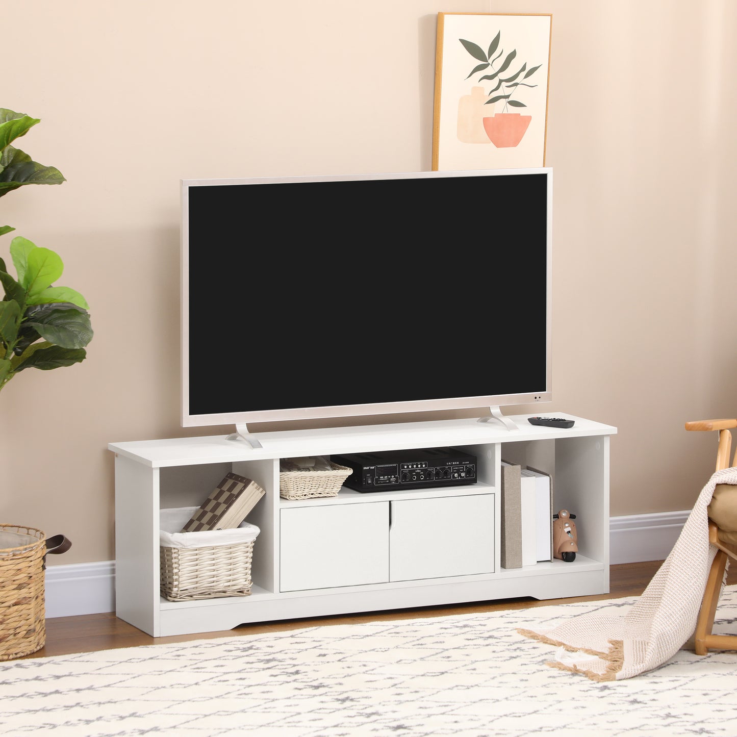 TV-meubel – TV-kast – TV-benk – Televisiekast – Media-meubel – Wit – Compact Design – Spaanplaat – 120x30x41 cm
