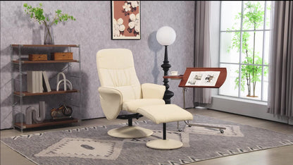 Relaxstoel – Relaxfauteuil – Draaifauteuil – Loungestoel – Fauteuil – 360° Draaibaar – Verstelbare Rugleuning Tot 145° – Beige Synthetisch Metalen Frame
