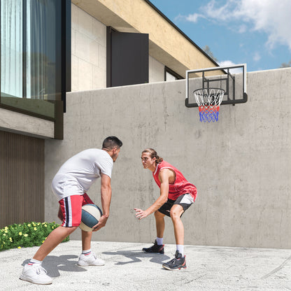 Basketbalkorf – Basketbalring – Basketbalkorf Wandmontage – Basketbalset – Basketbalring Veersysteem – Zwart – Breekbestendig Achterbord – Veerbelaste Basketbalring