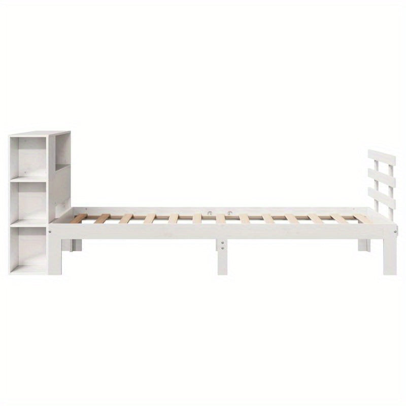 Massief Houten Bed – Houten Bedframe – Eenpersoonsbed – Slaapbed – Praktisch Bed – Wit 90x200 cm – Stevig & Verwijderbaar Hoofdbord