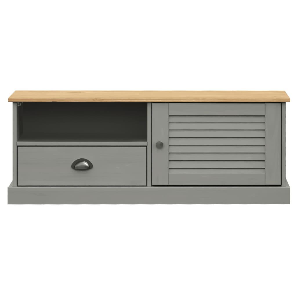 TV Cabinet VIGO Grey 106x40x40 cm Solid Wood Pine TV Stand Entertainment Center with Storage, Media Television Table for Living Room Bedroom