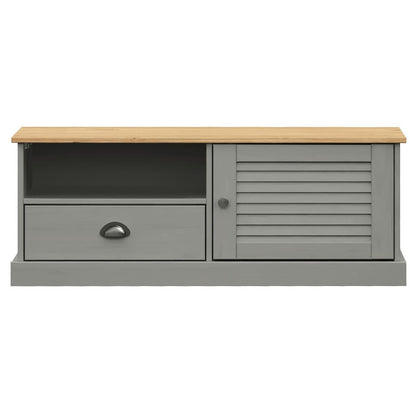 TV Cabinet VIGO Grey 106x40x40 cm Solid Wood Pine TV Stand Entertainment Center with Storage, Media Television Table for Living Room Bedroom