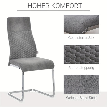 Eettafelset – Tafel Met Stoelen – Keukentafelset – Kleine Eetkamerset – Compacte Eettafel – Grijs Stalen Frame – Fluweelzachte Zitting – 45x61x98 cm – Modern Design – Ruimtebesparend