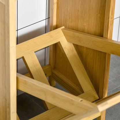 Bamboe Badkamermeubel – Wasmand Kast – Opbergmeubel – Smal Kastje – Compact Meubel – Ruimtebesparend – Verhoogde Poten – Duurzaam Bamboe