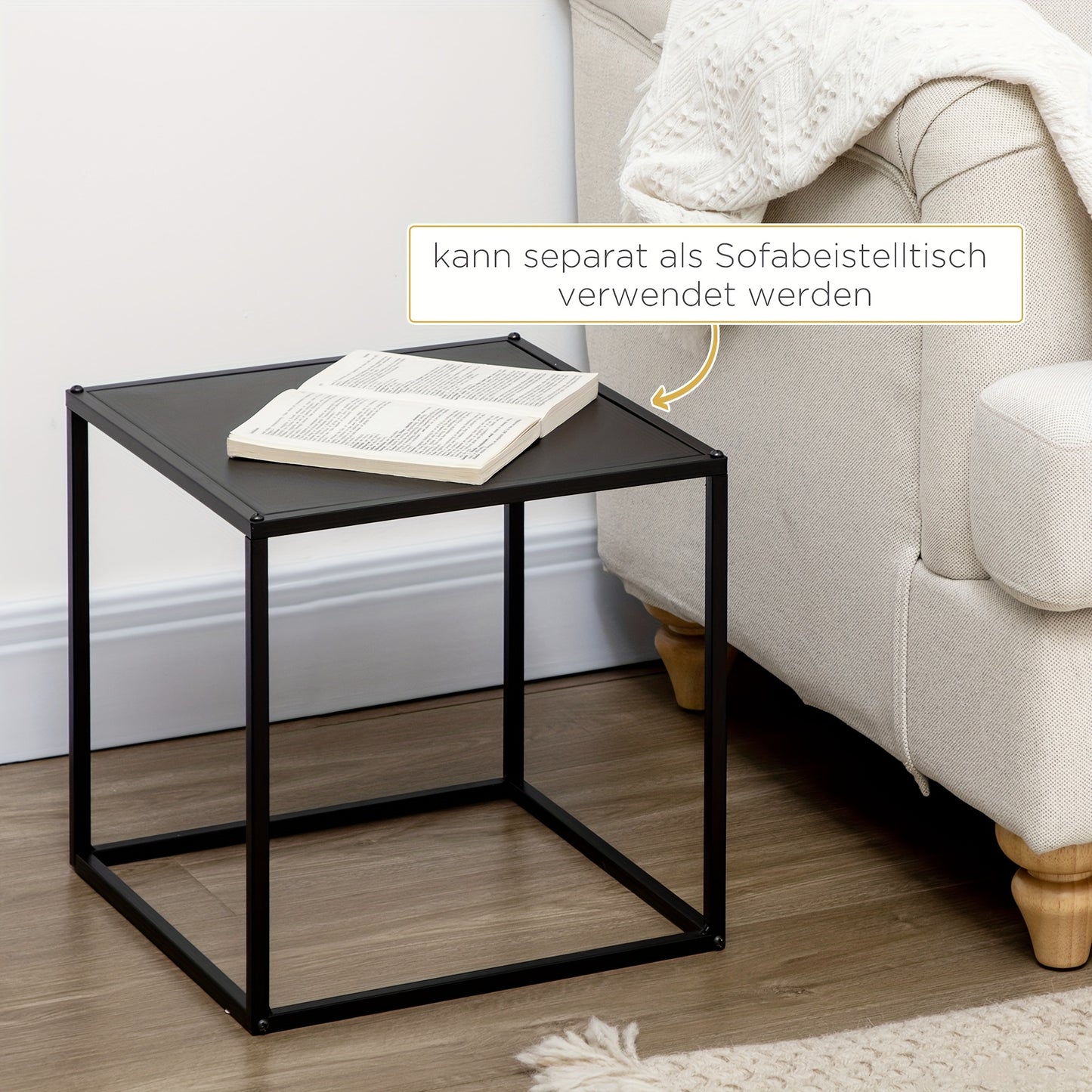 Salontafel – Koffietafel – Bijzettafel – Woonkamertafel – Tafeltje – Set Van 2 – Modern Design – Stalen Frame Zwart – 120x59x45 cm – Draagkracht 10 kg