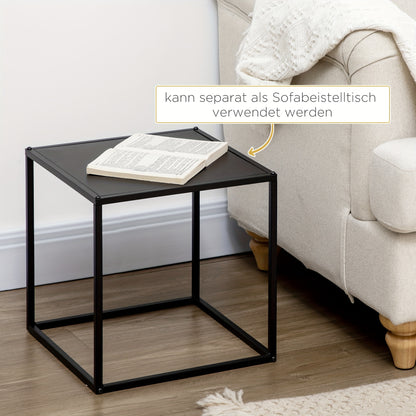 Salontafel – Koffietafel – Bijzettafel – Woonkamertafel – Tafeltje – Set Van 2 – Modern Design – Stalen Frame Zwart – 120x59x45 cm – Draagkracht 10 kg