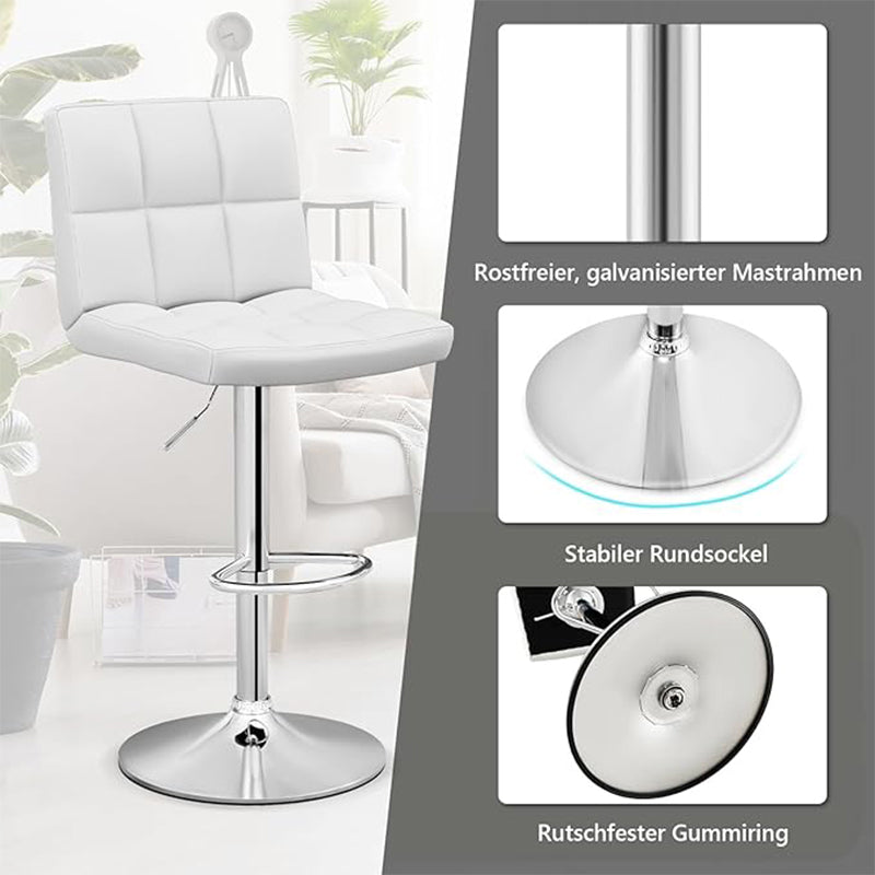 Barkrukken – Barstoelen – Krukken – Keukenstoelen – Barkruk Set – Verstelbare Hoogte 65-85 cm – Kunstleer Met Rugleuning En Voetsteun