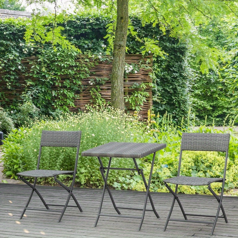 Bistroset – Tuinset – Balkonset – Tuinmeubel – Buitenmeubilair – Poly Rattan Stoelen – Rood Marmeren Tafel – Duurzaam & Weerbestendig