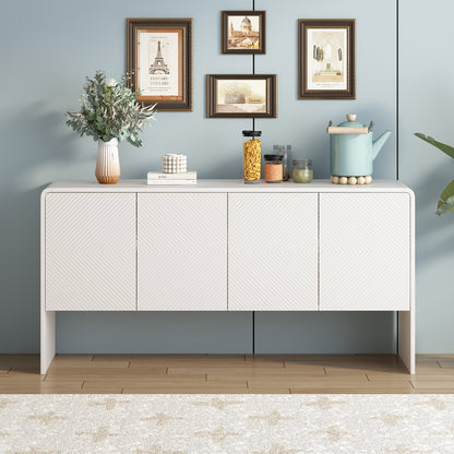 Sideboard, Sideboard, Minimalist Style Large Storage Sideboard with 4 Doors for Living Room And Entrance Area, 152.5*40*76.5 Cm, White