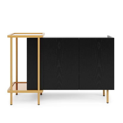 Dressoir – Sideboard – Opbergkast – Ladekast – Kast – Modern Zwart – Glasblad – Kantelbeveiliging – 120x40x77,5 cm