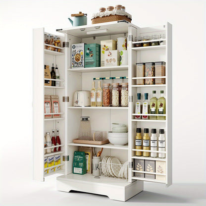 Keukenkast – Opbergkast – Buffetkast – Dressoir – Kast – Wit – 128,5 cm Breed – Verstelbare Planken Met 2 Deuren