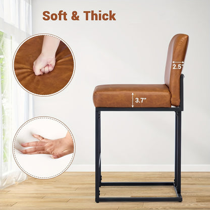 Krukken – Barkrukken – Stoelen – Zitkrukken – Keukenkrukken – Zithoogte 60,96 cm – Met Rugleuning en Metalen Frame