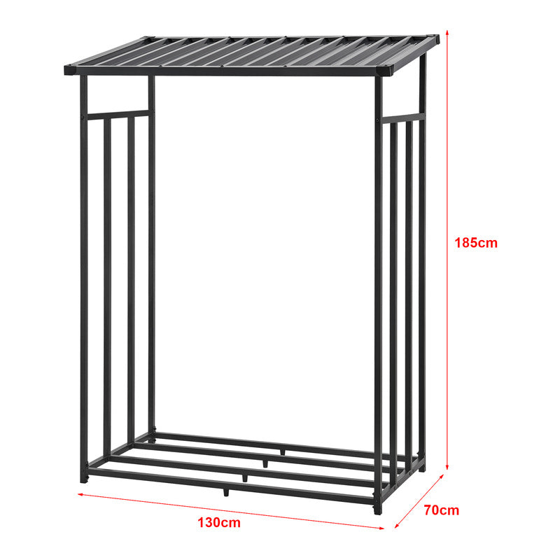 Houtopslag Buiten – Houtrek Buiten – Brandhoutopslag – Houtberging – Open Haard Houtdrager – Waterdichte Cover – Gegalvaniseerd Stalen Frame – 185x180x70 cm