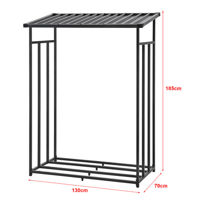 Houtopslag Buiten – Houtrek Buiten – Brandhoutopslag – Houtberging – Open Haard Houtdrager – Waterdichte Cover – Gegalvaniseerd Stalen Frame – 185x180x70 cm