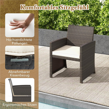 Rattan Tuinset – Balkonmeubelset – Loungeset – Tuinmeubelset – Terrasmeubelen – Weerbestendig PE Rattan – Comfortabele Kussens Met Afneembare Hoezen
