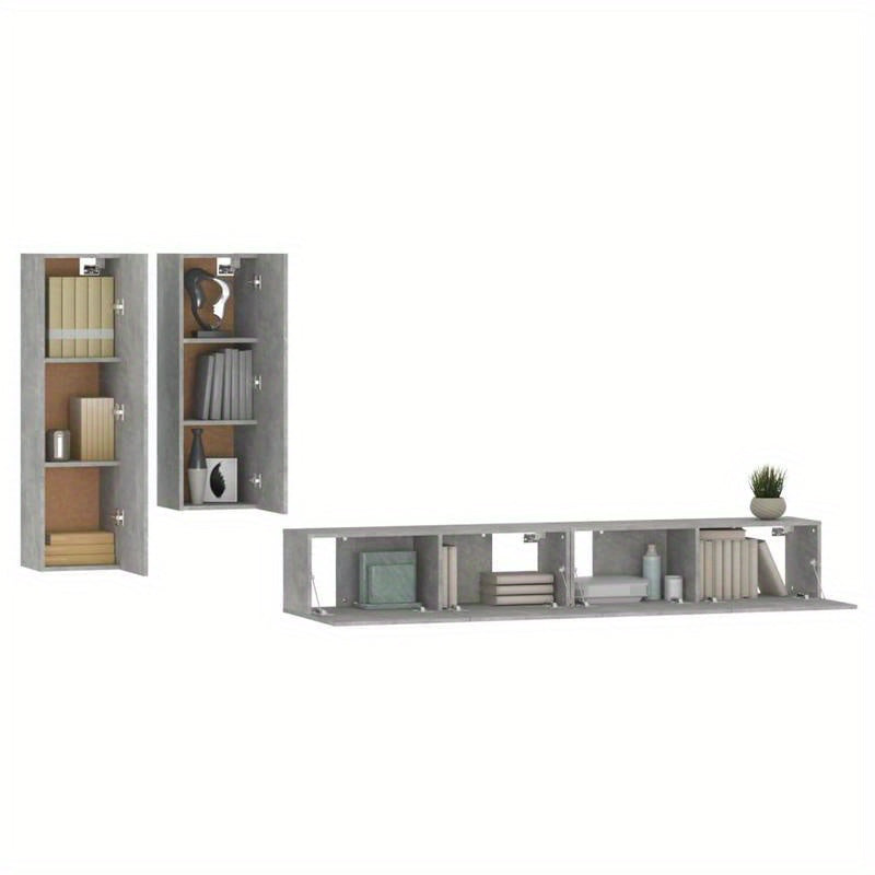 tv meubelset – tv-meubel – wandkast – woonkamermeubel – dressoir – behandeld hout – betongrijs
