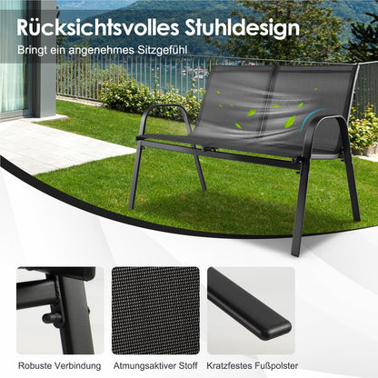 4-Persoons Tuinset – Balkonmeubilair – Patio Set – Zithoek Voor Buiten – Tuinmeubelset – Inklapbaar En Weerbestendig – Lichtgewicht Met Metaal Frame