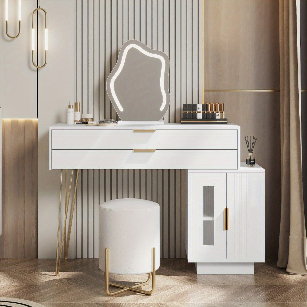 Kaptafel – Make-uptafel – Cosmetica Tafel – Opmaaktafel – Witte Kaptafel – Uittrekbaar Ontwerp – Modern Design – 100x78x40 cm