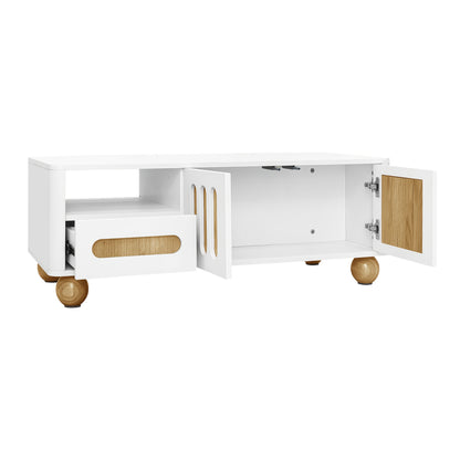 Modern Coffee Table with Storage - Large Living Room Center Table, Metal Construction, Rounded Safety Corners & Spherical Legs, Easy Assembly Required - Ideal for Apartments, Offices, or Homes, Coffee Table for Living Room, A