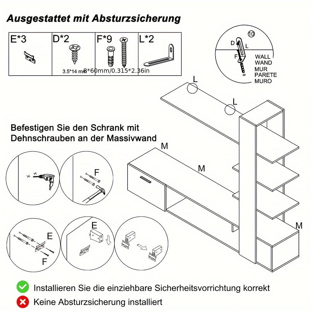 tv-meubel – TV-kast – TV-meubelset – TV-wandmeubel – TV-lowboard – Wit en Eikenhout – Geschikt voor televisies tot 60 inch – Duurzaam massief hardhout