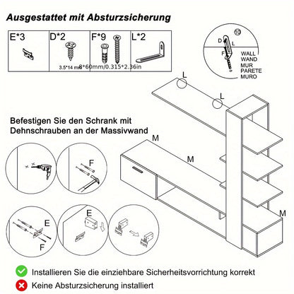 tv-meubel – TV-kast – TV-meubelset – TV-wandmeubel – TV-lowboard – Wit en Eikenhout – Geschikt voor televisies tot 60 inch – Duurzaam massief hardhout
