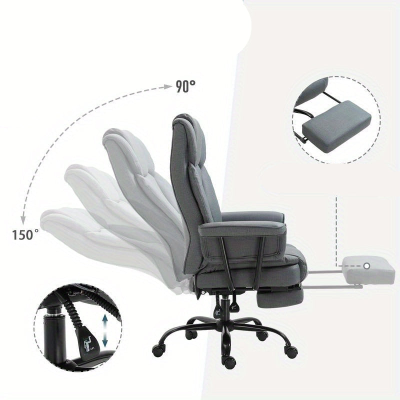 Bureaustoel – Ergonomische Stoel – Kantoorstoel – Draaistoel – Gamestoel – Kunstleren Bekleding – Verstelbare Hoogte – 360° Draaibaar – Met Lendensteun en Hoofdsteun