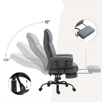 Bureaustoel – Ergonomische Stoel – Kantoorstoel – Draaistoel – Gamestoel – Kunstleren Bekleding – Verstelbare Hoogte – 360° Draaibaar – Met Lendensteun en Hoofdsteun