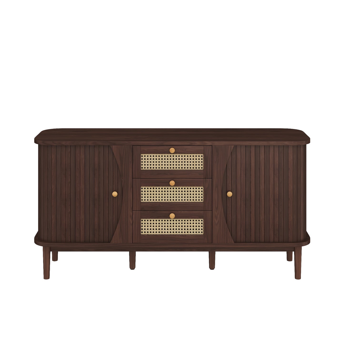 Dressoir – Sideboard – Opbergkast – Ladekast – Kast – Hardhout en Rotan – Schuifdeuren en Lades
