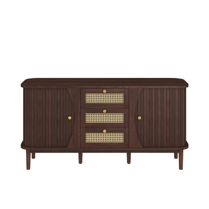 Dressoir – Sideboard – Opbergkast – Ladekast – Kast – Hardhout en Rotan – Schuifdeuren en Lades