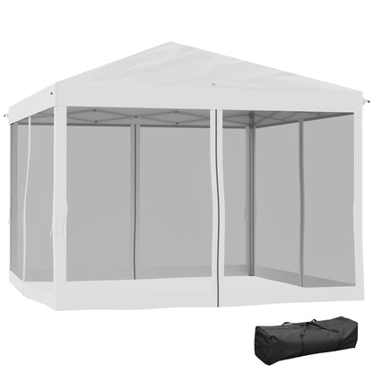 Tuinpaviljoen – Tuinoverkapping – Tuinkap – Prieel – Partytent – Crème Kleur – Pop-Up Systeem – 3x3 Meter Met Muskietennetten