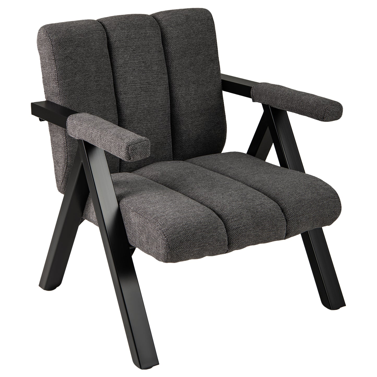 Oversized Fauteuil – Accent Stoel – Leunstoel – Relaxstoel – Armstoel – Mid-century Modern – Comfortabele Zitting – Stevig Metalen Frame – Grijs Zwart