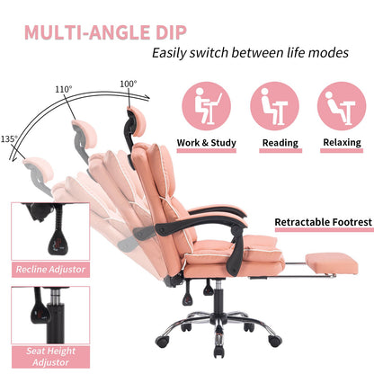 Executive Office Chair with Foot Rest High Back Office Chair Computer Gaming Chairs Black