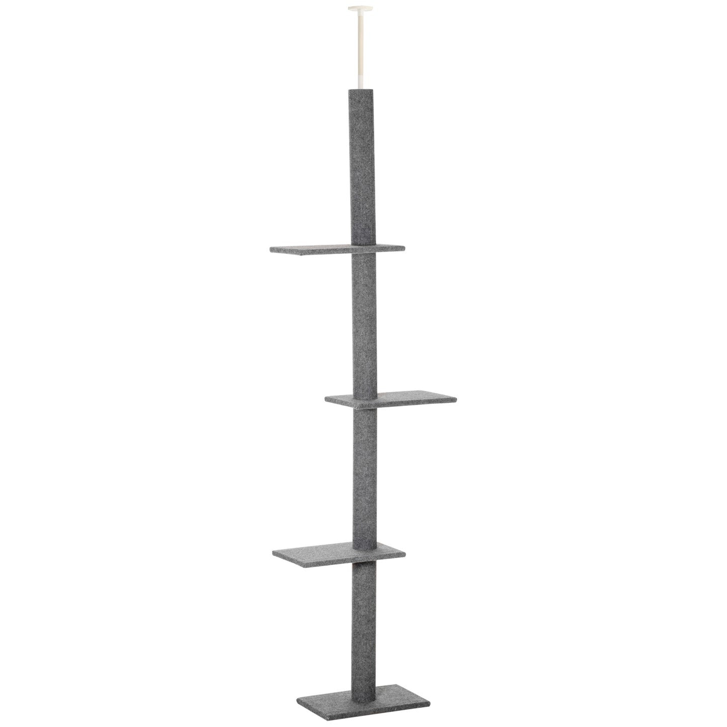 Krabpaal Plafondhoog – Kattenboom – Klimpaal – Krabmeubel – Speelpaal Kat – Verstelbare Hoogte 228-260 cm – 4 Platforms Met Pluche Bekleding