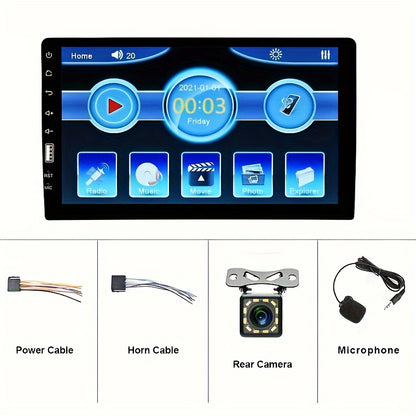 Autoradio – MP5 Speler – Auto Radio – 1 Din Radio – 9 Inch Touchscreen – 2.5D HD 1080P – Mirror Link – Inclusief Microfoon & Achteruitrijcamera