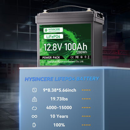 HYSINCERE 12V Battery 50Ah/100Ah Lifepo4 Group 24 Grade A+ Cells, 15000+ Cycles, 10 Years Lifespan, Supports Series/Parallel Connection for Solar Home Systems, Rvs, Marine Applications, And Off-Grid Life, Not for Starting Bat