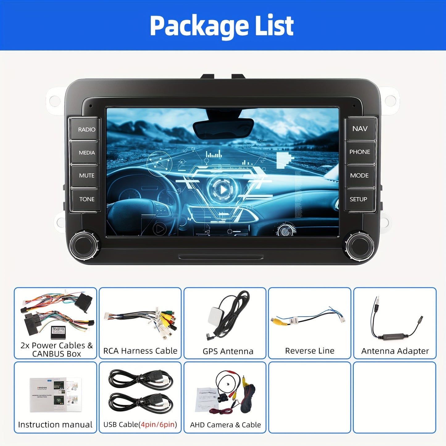 Autoradio – Autostereo – Car Head Unit – Multimedia Systeem – Android Radio – 7 Inch HD IPS Touchscreen – Draadloze CarPlay & Android Auto