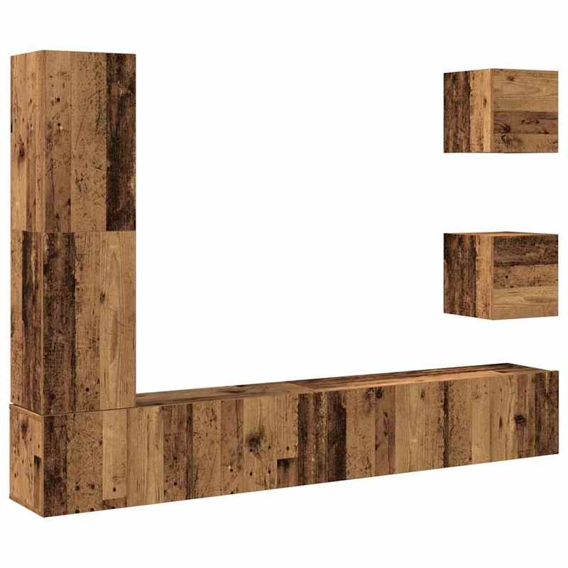 TV-meubelset – Wandmeubel – Entertainmentmeubel – TV-meubel – Opbergmeubel – Ruimtebesparend ontwerp – Harde houtfineer in oude houten kleur