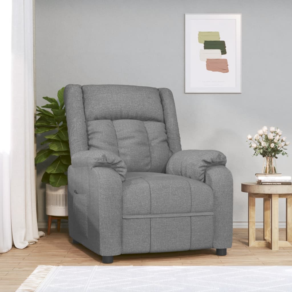 Relaxstoel – Fauteuil – Lounge Stoel – Verstelbare Stoel – Leunstoel – Lichtgrijs – 3 Verstelbare Standen – Stevig Hout-Metaal Frame